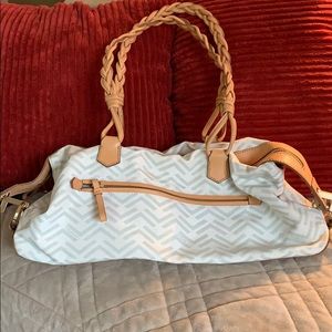 Blue Chevron with leather trim Via Spiga